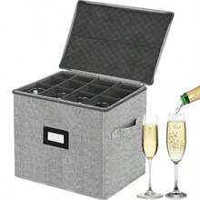 Caja para copas champán VERONLY con divisores contenedor para copas champán organizador caja para copas champán 12 copas - Gris - Ver 9