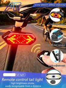 Bicycle Light With Remote Control, Turning Tail Light, Bright LED, Horn With Alert Sound, Turning Signal, USB Rechargeable Taillight, Night Riding Warning Light, Universal Cycling Accessory - Multicolor - View 1