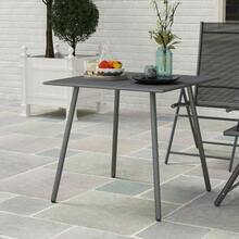 طاولة حديقة من الصلب 80 * 80 * 74 سم، طاولة بوفيه مقاومة للطقس بإطار من الصلب، مانعة للانزلاق، طاولة تخييم ل- 4 أشخاص، طاولة شرفة، طاولة حديقة، طاولة طعام خارجية للحديقة والشرفة والرواق، رمادي - رمادي - مشاهدة 4