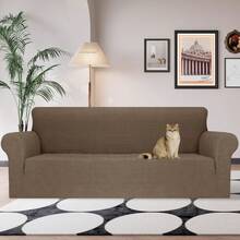 YSTYLE 1/2/3/4 Seater Stretch Sofa Cover With Armrests Modern Polyester Universal Anti-Scratch Non-Slip Washable Sofa Cover For Living Room Office Hotel - Brown - View 1