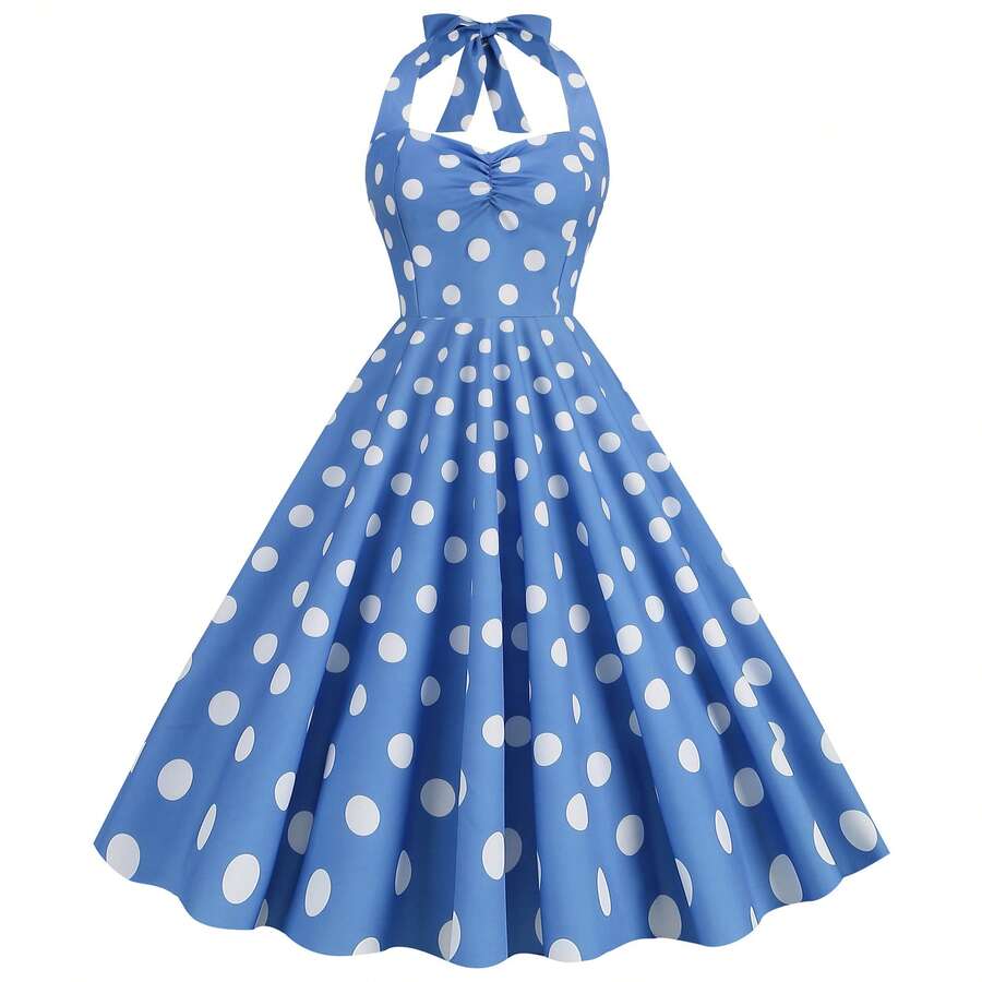 Stage Dance Wear - Light Blue and White Dots - View 1