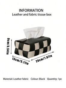 CMYD Studio 1pc Black And White Checkered Paper Towel Holder Luxury Chic Dining Table Tissue Box Vintage Woven Paper Napkin Dispenser For Kitchen Bathroom Home Decor Elegant Storage Organizer - Multicolor - View 13
