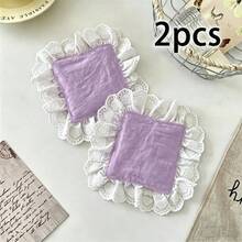 2/6/12pcs Solid Color Heart-Shaped Lace Fabric Coasters, Absorbent Tea Ceremony French Heat Insulation Pads, Washable & Reusable, Suitable For Coffee Table Decor, Holiday, Living Room, Dining Room, Party, Home Decoration - Multicolor - View 25