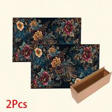 1 件硅胶花卉图案印花地毯，易于清洁，3D 打印长方形，适用于玄关、客厅、厨房、卧室、走廊、浴室、洗衣房 - 涤纶地毯，适合室内外家居装饰 - 彩色 - 查看 15