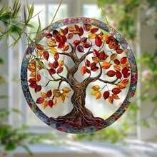 1pc Solar Powered Tree Of Life Pendant, Metal Art Garden Decor, Window Hanging, Indoor Home Decoration, Gift For Men, Family, Sister, Mother - E - View 11