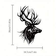 Escultura de pared de metal con diseño de ciervo y árbol, de 1 pieza, 15.75*14.72 pulgadas. |   Regalo de Halloween y Navidad, Decoración de Interior/Exterior Tallada en Metal - TY9619 - Ver 12