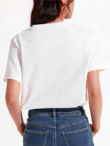 Women's White T-Shirt, Casual Short-Sleeved T-Shirt, Round Neck, Cherry Print, Casual Spring And Summer Wear,  Blouse, Casual Fit T-Shirt Style - 白色 - 查看 5