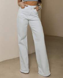 Wide Leg Jeans With Elastane - White - View 3