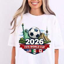 Classic Colombia World Cup 2026 Football Shirt - Unisex Vintage Urban Style, Cotton, Short Sleeve, Round Neck, Women's T-Shirts. Blouses. Casual Blouses For Ladies. - 白色 17 - 查看 1