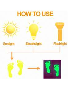 18pcs Glow-In-The-Dark Footprint Floor Stickers, Removable Glowing Footprint Wall Decals, Halloween Decorations, Halloween Party Supplies, Waterproof Stickers, Suitable For Walls, Stairs, Ceilings, Removable Glow-In-The-Dark Footprint Stickers For Guiding Flow And Path Marking - Multicolor - View 9