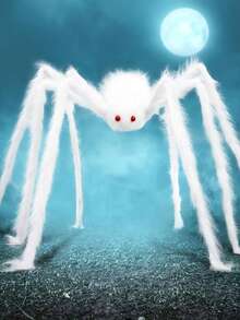 1pc-90cm/60cm/30cm Halloween White Spider Decoration, Large Realistic Spider With Scary Red Eyes, Outdoor Halloween Decoration Giant Spider, Halloween Decoration, Halloween Party Supplies, Creepy Halloween Party Decor, Scary Large Spider Prop, Suitable For Yard, Lawn, Indoor Party Decor, Spider Web, Garden, Trees, Party And Haunted House Decoration - Multicolor - View 9