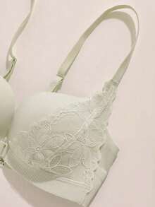 Women's Green Lightly Padded Front Closure Wireless Bra With Sexy Back Design, Suitable For Small Bust - Mint Green - View 7