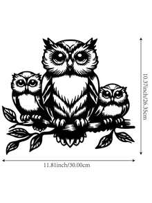 Metal Owl Sculpture - 1pc Decorative Iron Owl Wall Art For Garden, Patio, Living Room, Balcony - Outdoor Garden Patio Decorative Mural Fence Decoration, Indoor Home Wall Decor, No Electricity Required - A - View 2