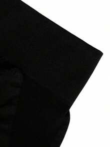 1件大尺碼女款彈性瑜伽短褲，高腰、防透，收腹，適合健身運動、騎行，黑色壓縮短褲 - 黑色 - 查看 6