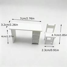 1pc White Mini Table & Chair Set - DIY Table & Chair Model Ornament Dollhouse Table & Chair Model Micro Landscape Room Decoration 3D Printed Model - Multicolor - View 3