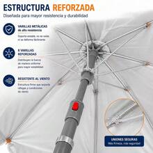 Sombrilla de Playa 160CM UV50+ Parasol Ajustable Inclinable con Bolsa de Transporte Resistente al Viento para Playa Camping Jardín Pesca - Morado - Ver 3