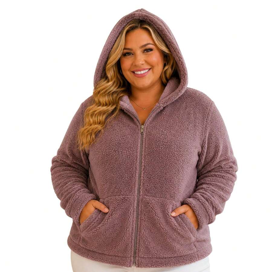 Plush Teddy Coat With A Soft Touch And Perfect Comfort For Cold Winter Days! 12925.C1 - 紫丁香色 - 查看 1