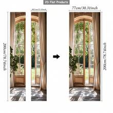 1/2pcs Landscape Wall Sticker, Peaceful Space Door Decal, Indoor/Outdoor Removable Door/Wall Mural, Nature Connecting Door Wall Sticker, Garden Scenery Door Decal, Large Window Door Sticker, Home Decor 2D Flat - A - View 13