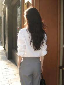 Women's Solid Color Single-Breasted Casual Versatile Daily Wear Shirt White - White - View 3