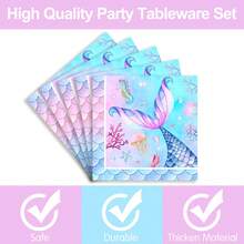 168 Pieces Of High Quality Mermaid Themed Tableware Including Paper Plates, Cups, Napkins, Knives, Forks And Spoons. Can Be Used For 24 Guests For Camping, Birthday Party. - Nàng tiên cá - Xem 4