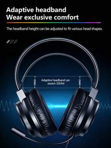 50mm Driver 7.1 Channel Gaming Headset, Omnidirectional Microphone, Cool RGB Lighting, Adjustable Headband, Volume Control, Over-Ear Wired Gaming Headset, Compatible With Desktop PC Laptop - View 7