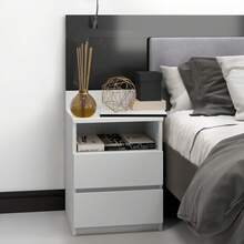 Multi-Functional All-In-One Nightstand With Backrest, Open Storage Compartment + 2 Drawers, 4 Colors Available, Space-Saving Bedside Cabinet For Small Spaces, Universal Use For Bedroom/Apartment/Dorm, Silent Slides Large-Capacity Bedside Storage Unit - Multicolor - View 1