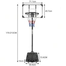Portable Basketball Hoop, Height Adjustable From 170 -- 213 Cm, With Wheels, Suitable For Indoor And Outdoor Use, For Teenagers And Adults. - Hitam - View 2