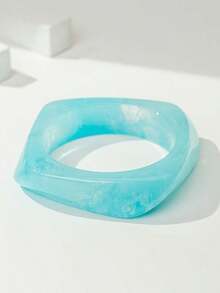 Brazalete asimétrico de resina transparente con diseño geométrico, joyería de brazalete de aleación para mujeres - Multicolor A - Ver 7