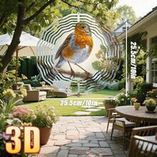 3D 1件裝「雪中枝頭紅胸鳥」25.5cm/10in*25.5cm/10in 附旋轉掛鉤 360° DIY創意風鈴 耐用金屬戶外草坪風鈴（不含吊墜）隨機款式 - A - 查看 5