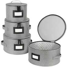 BALEINE Contenedores de almacenamiento de porcelana almacenamiento resistente acolchado para copas de vino organizador de platos con asas de transporte cajas de mudanza para platos s s y - Gris - Ver 2
