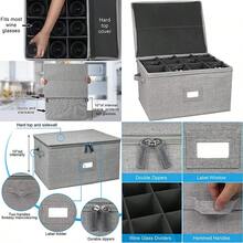 Recipiente de almacenamiento para copas de vino capacidad para 12 copas de vino tinto o blanco y caja de vidrio rígida con tapa dura y laterales juego de 1 - juego de 1 - Ver 1