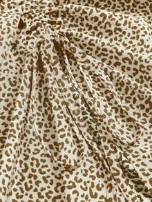 ASD1 Women's Leopard Print Random Cut Drawstring Skirt For Holiday Elegance - Apricot - View 3