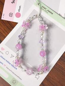 1pc New Ins Sweet Colorful Camellia Beaded Phone Case Chain, Universal Accessory Lanyard For Camera, Bag, Earphone, Phone - Multicolor - View 7