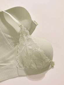 Women's Green Lightly Padded Front Closure Wireless Bra With Sexy Back Design, Suitable For Small Bust - Mint Green - View 4