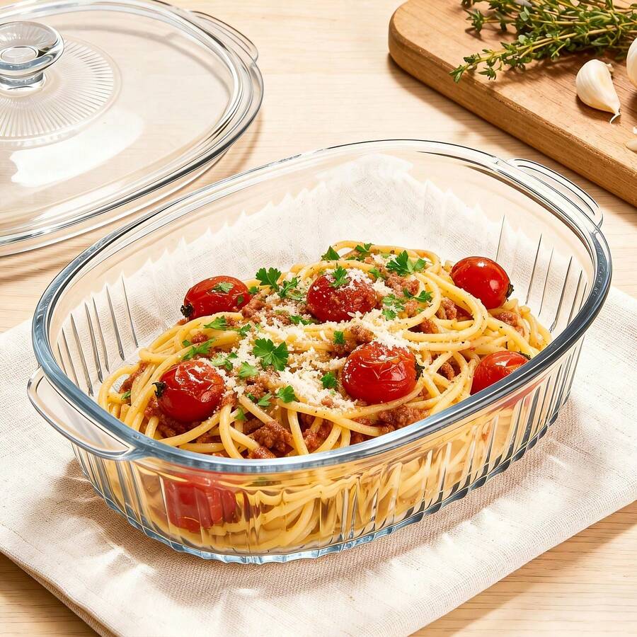 EZIFY 1Pc Oval Heat Resistant Glass Baking Dish With Lid, Available In 61oz & 95oz Sizes, Deep Clear Casserole Pan, Multipurpose Bakeware For Daily Cooking/Holiday Food Preparation - View 1