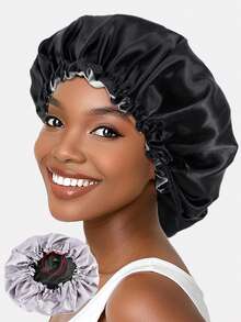 1pc Women's Double Layer Satin Sleep Cap, Beauty Perm Cap, Chemotherapy Cap With Adjustable Buckle, Suitable For Daily Use - Khaki - View 6