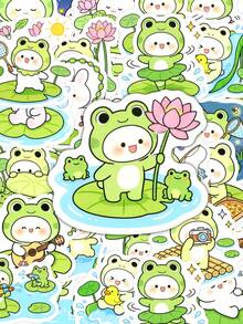 50Pcs Frog Costume Bunny Stickers For Journaling, Cute Rabbit Decals For Scrapbooking, Bullet Journal, Planner, DIY Crafts, Mood Tracking, Greenery Collages, Back To School - Multicolor - View 8