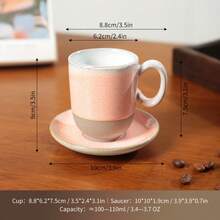 Bộ 5 tách và đĩa cà phê gốm sứ thủ công tráng men rạn, phong cách nghệ thuật cổ điển, thích hợp dùng cho espresso, trà, gia đình hoặc làm quà tặng. - Nhiều màu - Xem 18