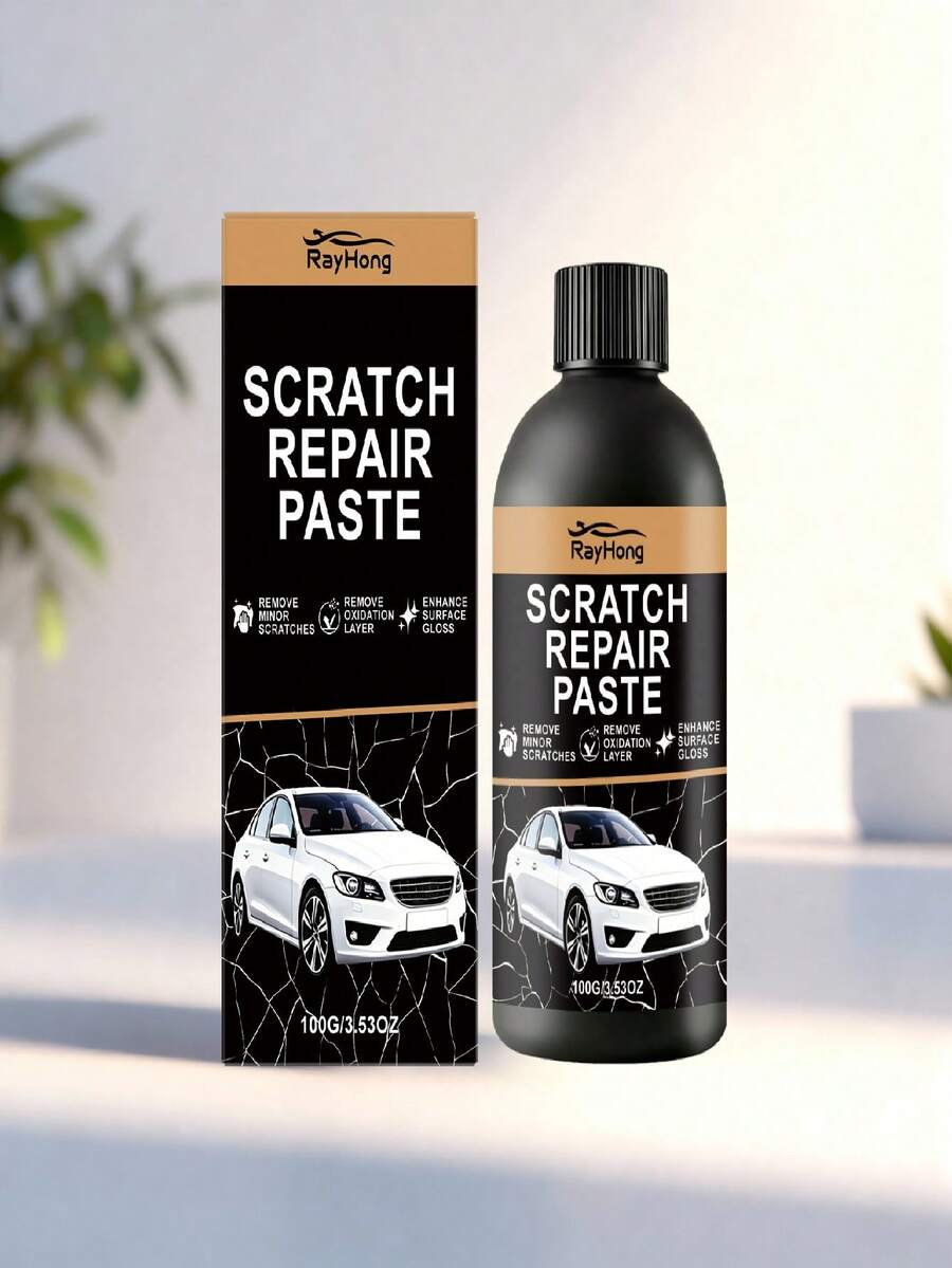 Car Scratch Repair Wax - Restores Glossy Finish, Suitable For Light Scratches, Swirl Marks & More. Includes Applicator Pad, No Extra Accessories Needed. Evenly Restores Original Paint Color After Application.
