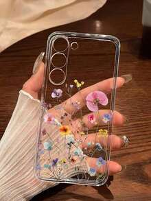 1 Piece Soft Romantic Fashion Floral Print Phone Case Compatible With Huawei Honor, Galaxy A04e/12/A13/A14/A34/A50/A52/A53/A54/S21/S22/S23/S24/S25/S25Ultra/S25FE/S26/S26 PLUS/S26 ULTRA/S26 EDGE, 6A/7A/8A, 12T/13T/15T/15T Pro - 透明 5 - 查看 6
