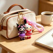 MINISO Sanrio 可愛卡通角色矽膠腕帶鑰匙圈，卡通手機吊飾包裝配件，適合日常使用、旅行攜帶、背包裝飾與手提包點綴，時尚便攜設計 - 款式1 - 查看 3