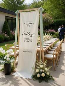 Customized Wedding Welcome Sign, Personalized Fabric Welcome Banner For Modern Bridal Shower, Boho Wedding Decor, Minimalist Fabric Sign, Hanging Wedding Signage - Multicolor - View 7