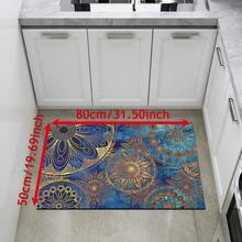1件波希米亞圖案印花矽膠地毯，易於清潔，3D印花長方形，適用於玄關、客廳、廚房、臥室、走廊、浴室、洗衣房 - 聚酯纖維地毯，適用於室內外家居裝飾 - 彩色 - 查看 14