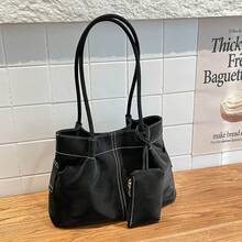 Bolso de mano moderno y versátil para mujer, estilo casual elegante con un toque de alta gama, bolso de hombro estiloso ideal para ir de compras. - Marrón - Ver 10