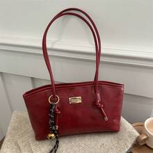 Bolso de mano moderno y versátil para mujer, estilo casual elegante con un toque de alta gama, bolso de hombro estiloso ideal para ir de compras, bolso grande retro de moda para mujer, nuevo bolso tote de cuero encerado de moda 2026, popular bolso de hombro para ir al trabajo en otoño e invierno. - Marrón sin colgante - Ver 6