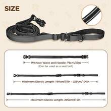 Detachable Heavy Duty Tactical Dog Leash, Hands-Free Shock Absorbing Leash With Soft Padded Handle, Quick Release Metal Clip, Car Seatbelt, No Pull Training Lead Suitable For Medium And Large Dogs - Multicolor - View 5