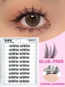 OBOVAY 90/180 Clusters C-Shaped False Eyelashes, Glue & Remover Free, Single Cluster Style, Korean Girl Group Look, Mixed Length 9/10/11/12mm, 0.07mm Natural Effect, DIY Grafting Lashes, 10 Rows Ultra Light Fan-Shaped Self-Adhesive Eyelashes, Cat Eye Design, Suitable For Daily, Cosplay, Party & Nightclub Makeup, Beginner Makeup Tool, Ideal Gift For Women, Mother's Day & Graduation Season, Must-Have Makeup Essentials - 黑色 - 查看 6
