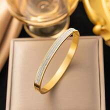 1 pieza Pulsera de acero inoxidable con diamantes de imitación de triple hilera que no se decoloran, diseño exclusivo, elegante y versátil con un toque de lujo. - Tres filas de pulseras estrelladas - Ver 14