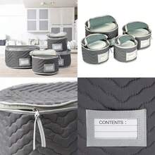 Richards Homewares Micro Fiber Deluxe Plate Case Set of 4-Grey - Gris - Ver 1