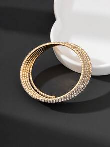 1件優雅奢華小眾設計金色閃耀放射狀多層開口手鐲 - 金黃色 - 查看 3